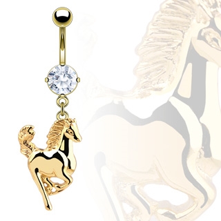 Pozlátený piercing do pupku s motívom koňa
