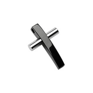 Ocelový přívěšek kříž černý