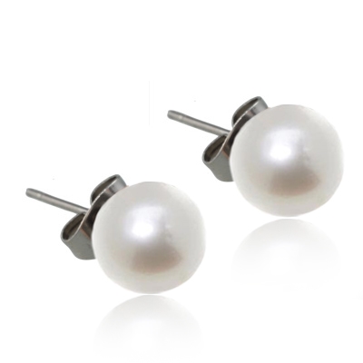 Šperky4U Ocelové náušnice perličky bílé, 10 mm - OPN1118