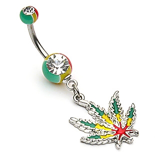 Šperky4U Piercing do pupíku list marihuany - WP01269