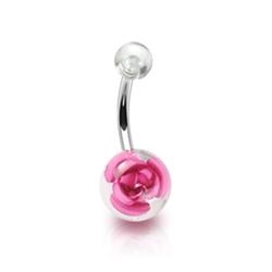 Šperky4U Piercing do pupíku - banánek s růží - BA01045-P