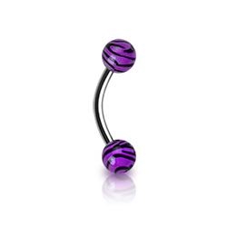 Šperky4U Piercing do obočí - zebrovaný - OB01120-A