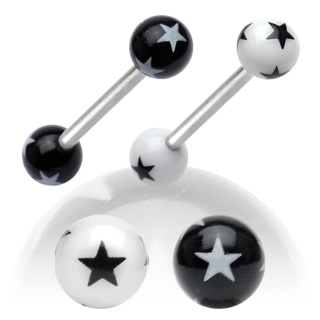 Šperky4U Piercing do jazyku s hvězdami - PJ01048-K