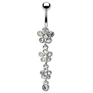 Šperky4U Visací piercing do pupíku - kytičky - WP01057-C