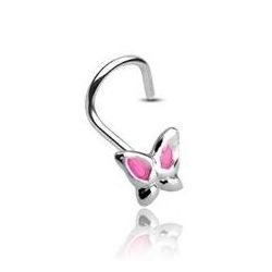 Zahnutý piercing do nosa - motýlek