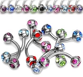 Piercing do obočí - kulička s kamínky