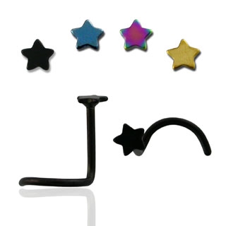 Zahnutý piercing do nosa - hviezdička