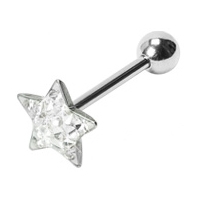 Šperky4U Piercing do jazyku - hvězda osázená zirkony - PJ01060-C