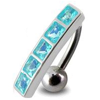 Šperky4U Stříbrný piercing do pupíku se štítem - obrácený - BP01162-Q