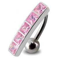 Šperky4U Stříbrný piercing do pupíku se štítem - obrácený - BP01162-P