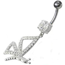 Šperky4U Stříbrný piercing do pupíku - motýl - BP01208-C