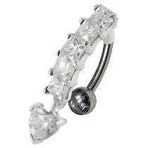 Šperky4U Stříbrný piercing do pupíku - obrácený - BP01190-C