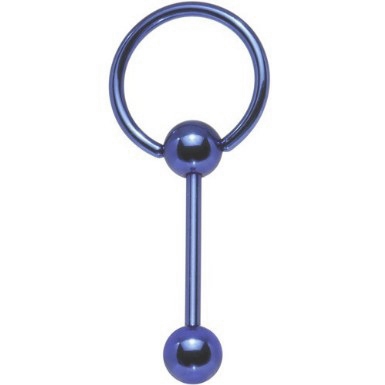 Šperky4U Piercing do jazyka s kruhem - modrý, tyčka 1,6 x 18 mm - PJ01007-B