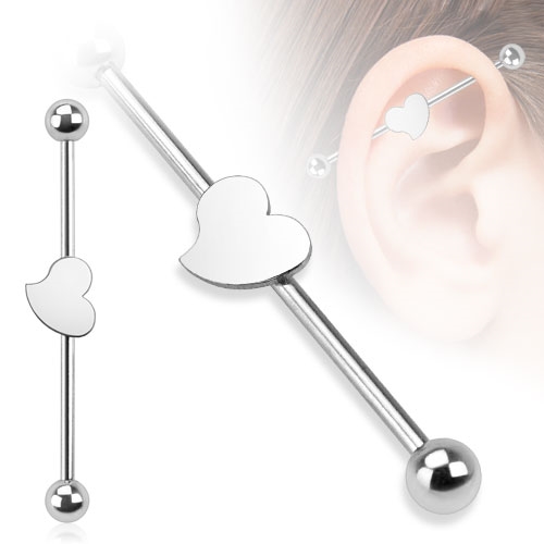 Šperky4U Industrial piercing - srdíčko, 1,6 x 38 mm - ID01025-38