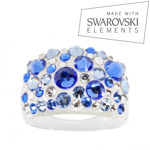 Prsteň s kryštálmi Crystals from Swarovski ®, Sapphire