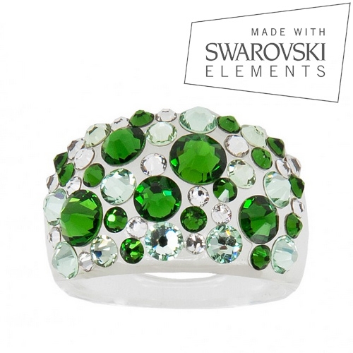 AKTUAL, s.r.o. Prsten s krystaly Crystals from Swarovski®, Green - velikost 59 - LV2011-59