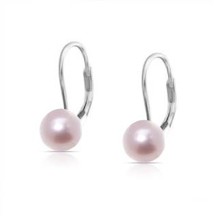 Stříbrné perlové náušnice - přírodní růžovofialové perly 7,5 mm