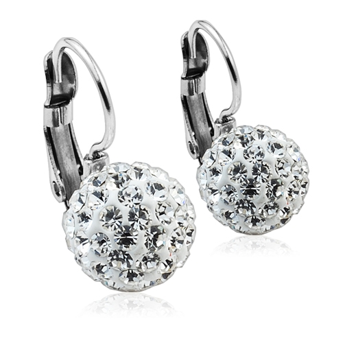 Oceľové náušnice gule 10 mm s kryštálmi Swarovski ®