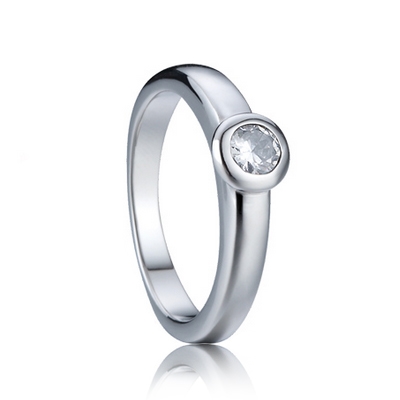 Šperky4U Zásnubní ocelový prsten se zirkonem - velikost 60 - OPR1543-60