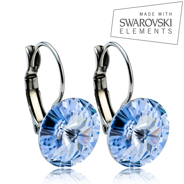 NUBIS® Ocelové náušnice s krystaly Swarovski® 12 mm, LIGHT SAPPHIRE - NBS12-LSP