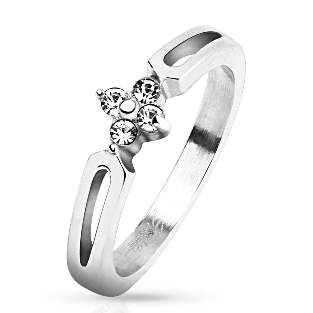 Šperky4U Zásnubní ocelový prsten se zirkony - velikost 50 - OPR1550-50