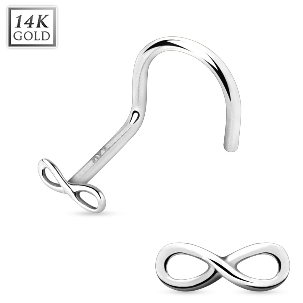 Šperky4U Zlatý piercing do nosu - infinity - nekonečno, Au 585/1000 - ZL01036-WG