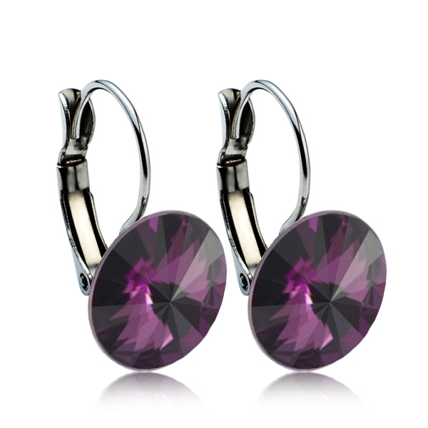 Šperky4U Ocelové náušnice - Amethyst - NBSS007