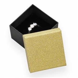 Šperky4U Dárková krabička na prsten zlatá/černá - KR0055-GD