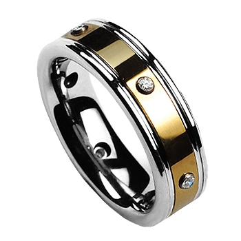 NUBIS® NWF1002 Dámský snubní prsten wolfram se zirkony - velikost 58 - NWF1002-Zrx-58