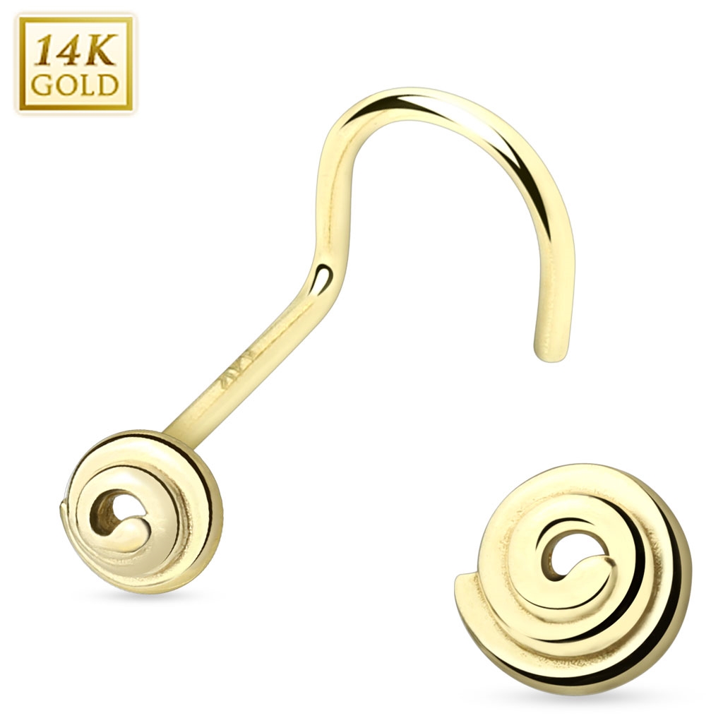 Šperky4U Zlatý piercing do nosu - spirála, Au 585/1000 - ZL01021-YG