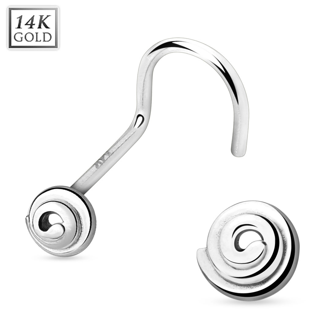 Šperky4U Zlatý piercing do nosu - spirála, Au 585/1000 - ZL01021-WG