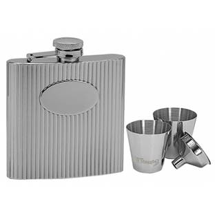 Ocelová kapesní láhev - placatka 180ml + 2 kalíšky 30ml a trychtýřek