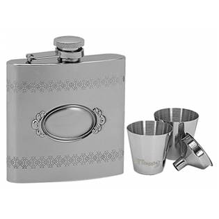 Ocelová kapesní láhev - placatka 180ml + 2 kalíšky 30ml a trychtýřek