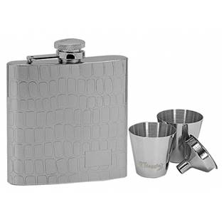 Ocelová kapesní láhev - placatka 180ml + 2 kalíšky 30ml a trychtýřek
