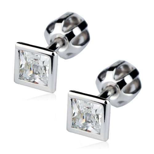 Šperky4U Stříbrné náušnice šroubovací - čtverečky 4,5 mm - ZB53368