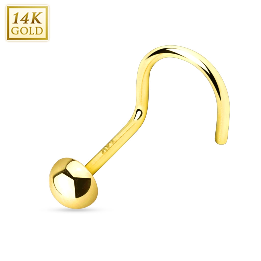 Šperky4U Zlatý piercing do nosu půlkulička, Au 585/1000 - ZL01070-YG