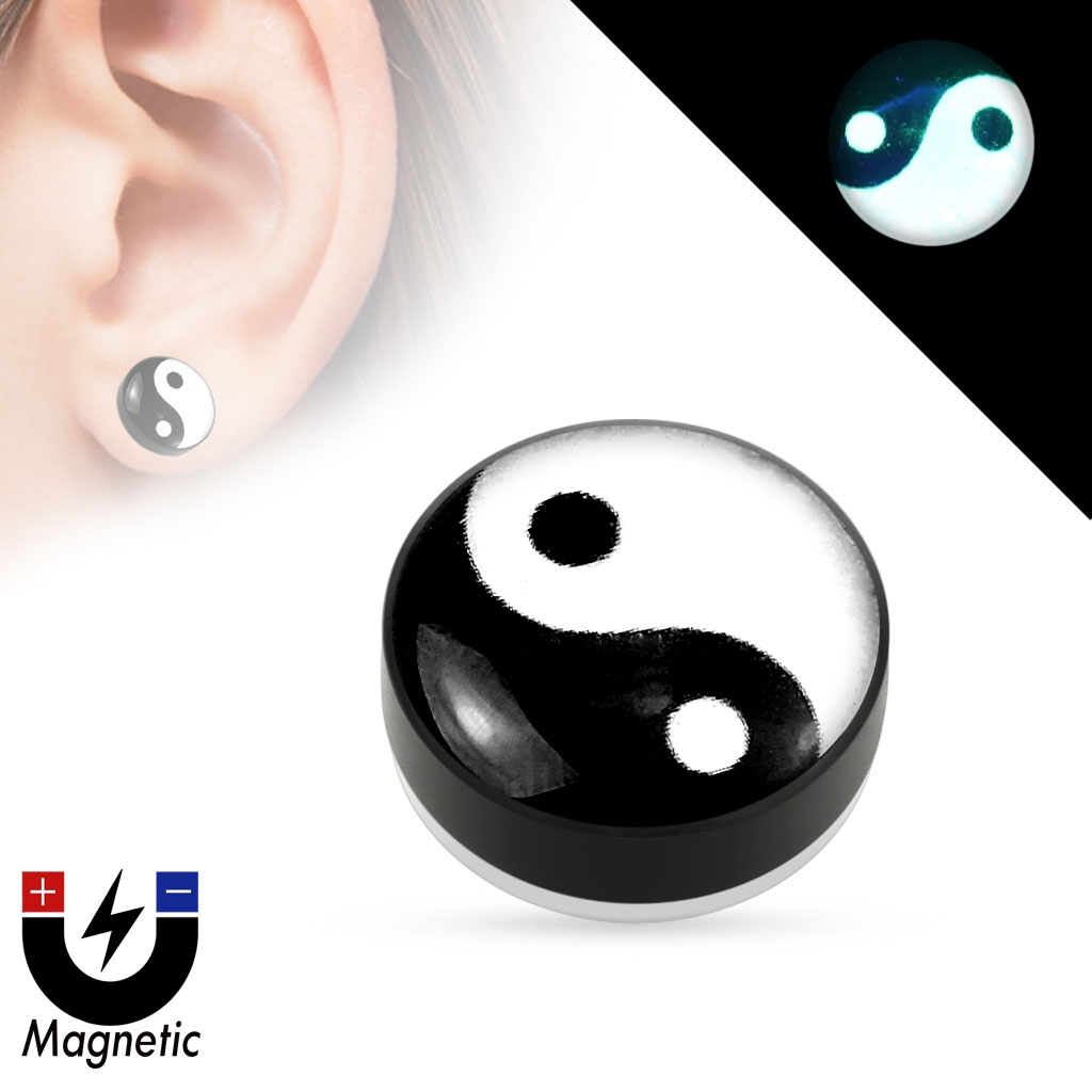 Piercing - magnetický plug do ucha, Yin-Yang