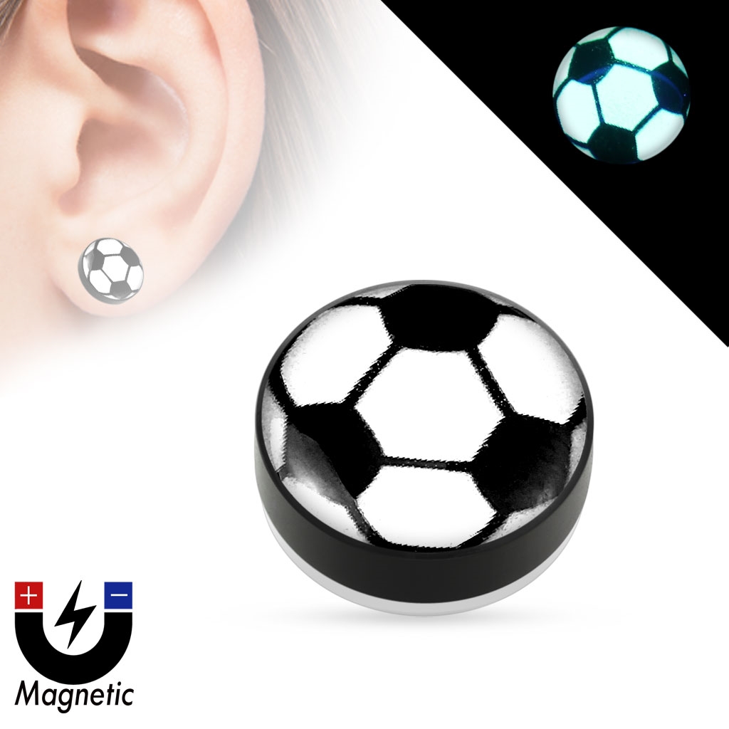 Piercing - magnetický plug do ucha, futbalová lopta