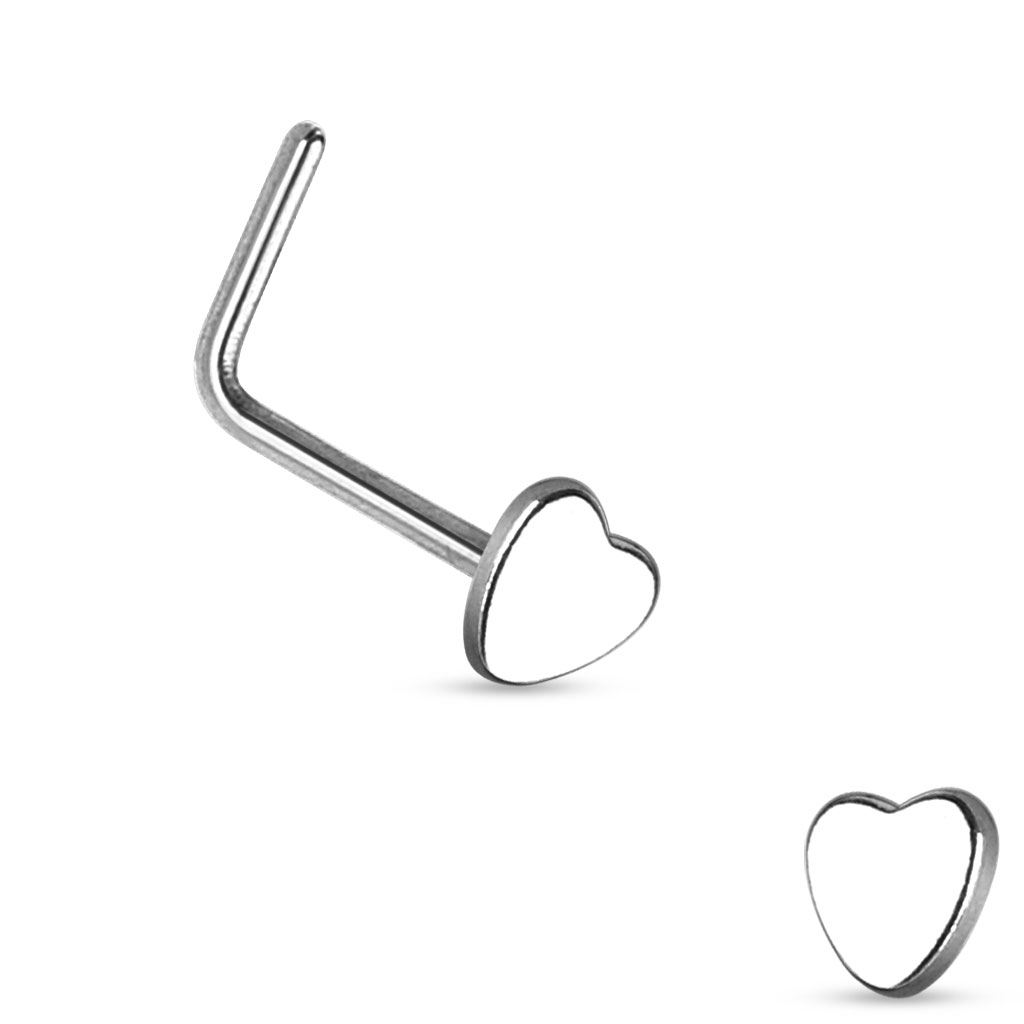 Zahnutý piercing do nosa - srdíčko