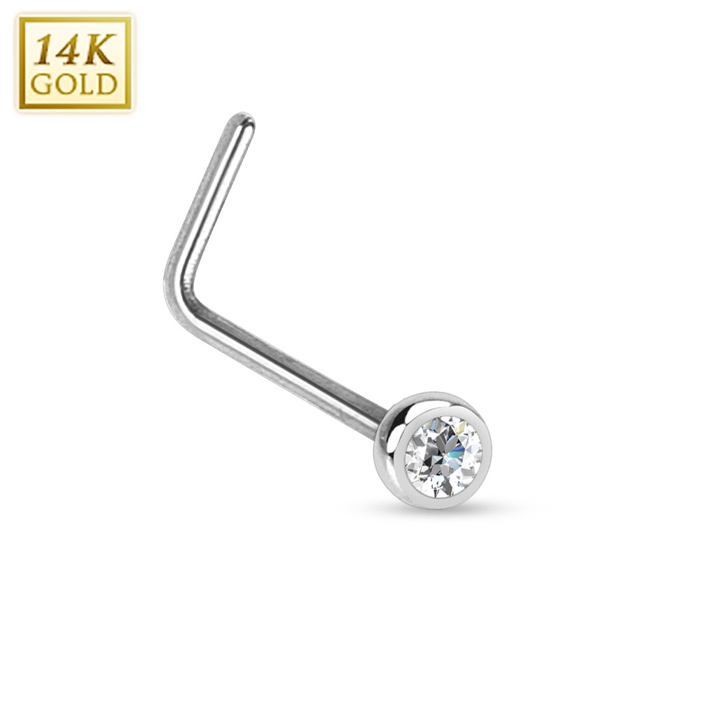 Šperky4U Zlatý piercing do nosu se zirkonem, Au 585/1000 - ZL01035-WG