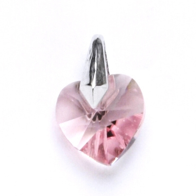 Strieborný prívesok srdce SWAROVSKI® el., Light rose