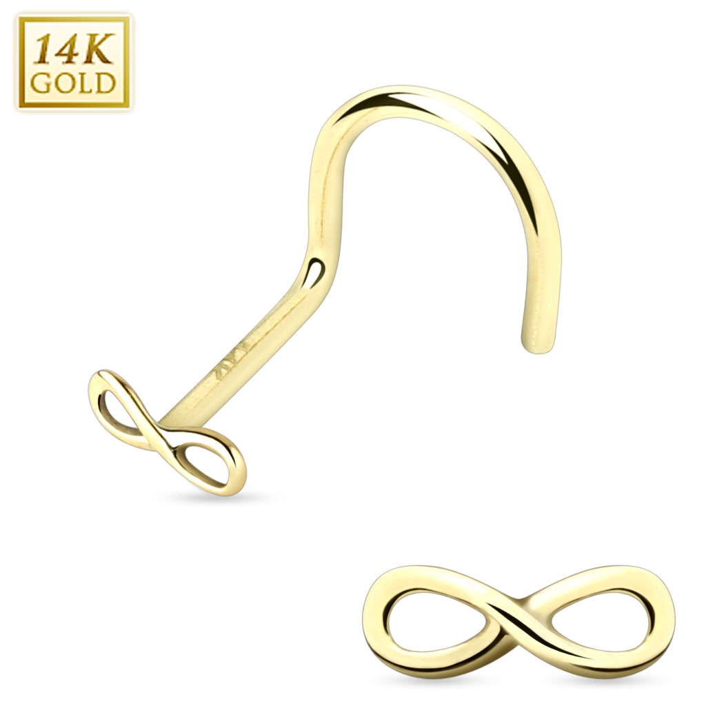 Šperky4U Zlatý piercing do nosu - infinity - nekonečno, Au 585/1000 - ZL01036-YG
