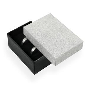 Darčeková krabička na snubný prsteňe strieborná / čierna