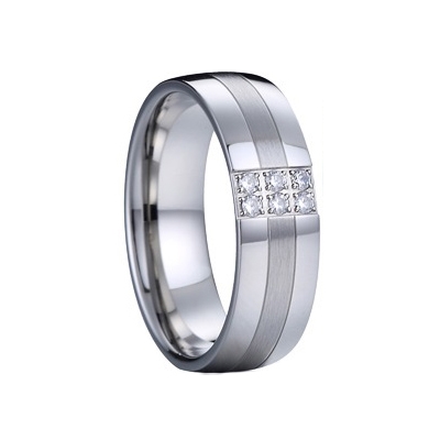 7AE AN1031 Dámský snubní prsten se zirkony - velikost 50 - AN1031-D-50