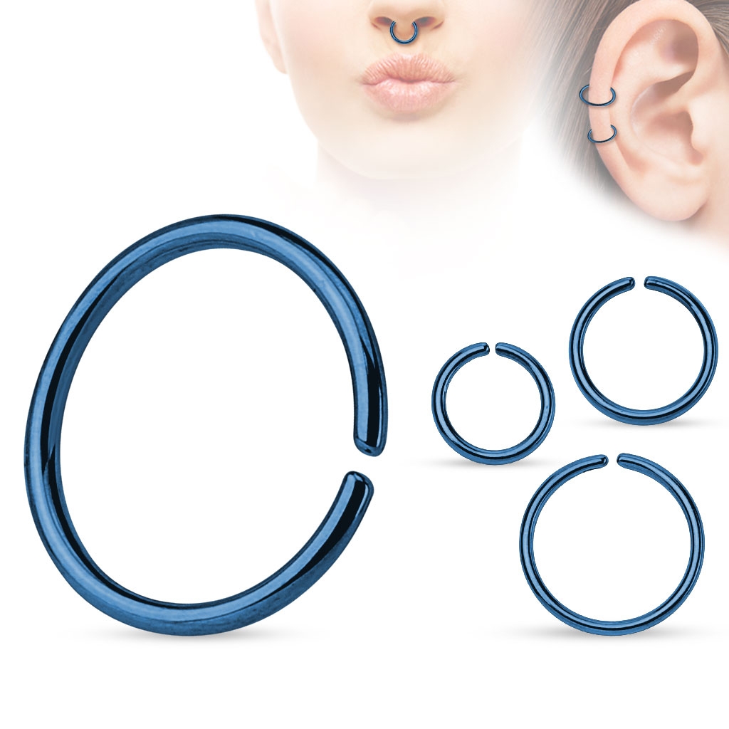 Piercing do nosa - kruh modrý