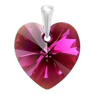 Stříbrný přívěšek srdce z dílny Crystals from Swarovski®, Fuchsia 10x10 mm