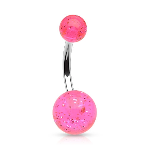 Šperky4U Piercing do pupíku - banánek se třpytkami - BA01077-P