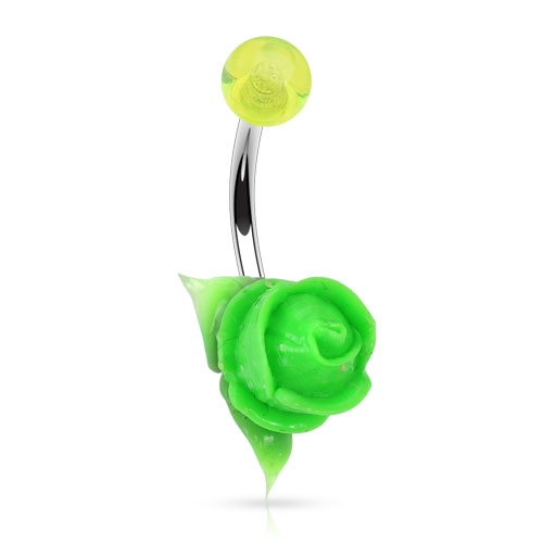 Piercing do pupku silikónová ružička, zelená