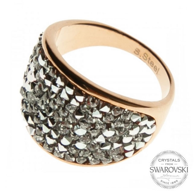 AKTUAL, s.r.o. Zlacený ocelový prsten s krystaly Crystals from Swarovski®, Crystal - velikost 52 - LV1003-CAL-52