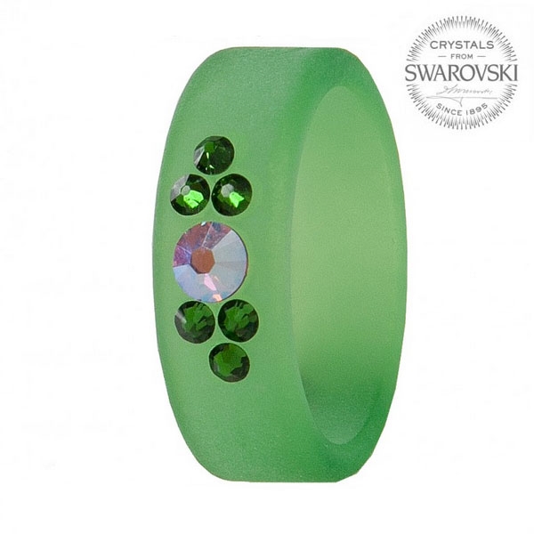 Prsteň s kryštálmi Swarovski ®, GREEN, veľ. 56